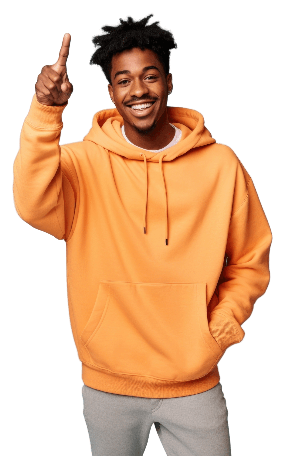 Man pointing finger top